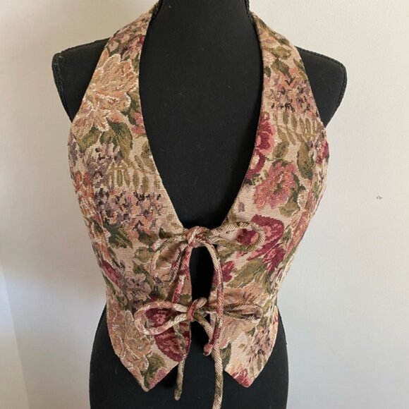 Kim and Cloth Floral Tapestry Halter Top Cottagecore Western - Picture 1 of 8